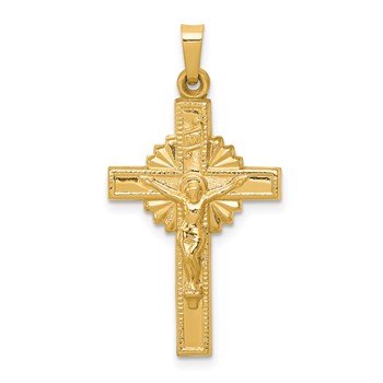 14k INRI Hollow Iona Crucifix Pendant