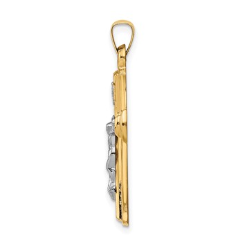 14k Two-tone INRI Hollow Crucifix Pendant — alternate view