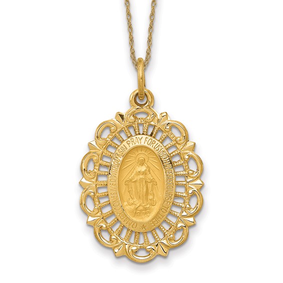 Silver & Gold Enamel Italian Miraculous Medal - Large 50 mm.