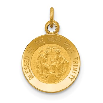 14k Polished and Satin Solid Holy Trinity Medal Charm