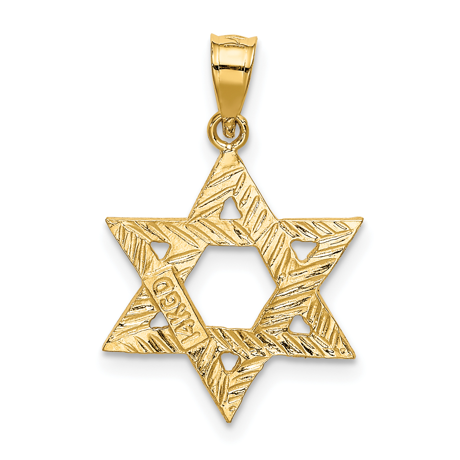 Star of David Charm Pendant 14k Yellow Gold 24x16mm Religious Solid detailed image 3