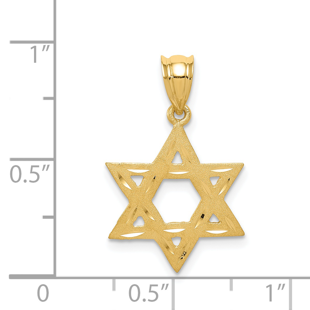 Star of David Charm Pendant 14k Yellow Gold 24x16mm Religious Solid detailed image 4