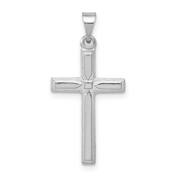 14k White Gold Hollow Cross Pendant