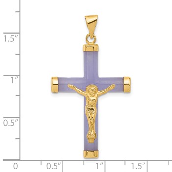 14ky Lavender Jade Crucifix Pendant — alternate view