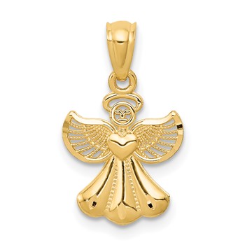 14k Polished Angel with Heart Pendant