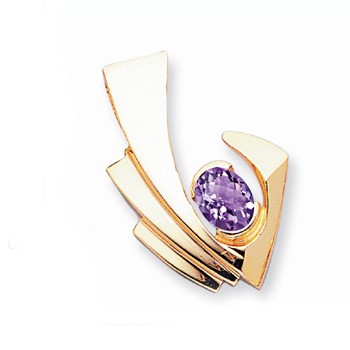 14k 9x7mm Oval Amethyst Checker slide