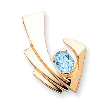 14k 9x7mm Oval Blue Topaz Checker slide