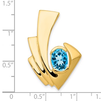 14k 9x7mm Oval Blue Topaz Slide — alternate view