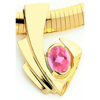 14k 9x7mm Oval Pink Tourmaline slide