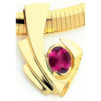 14k 9x7mm Oval Rhodolite Garnet slide