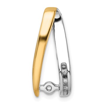 14k Two-tone Peg-Set and Channel Diamond Slide Mounting Fits up to 4mm Regular/6mm Fancy or Reversible Omega