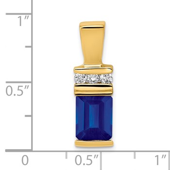 14k 8x6mm Emerald Cut Sapphire VS Diamond Slide — alternate view