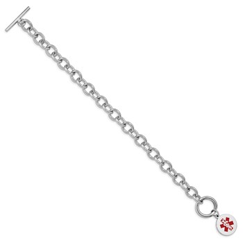 Sterling Silver Rhodium Engraveable Enamel Disc Medical ID Bracelet — alternate view