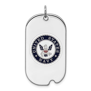 Sterling Silver Rhodium-plated U.S. Navy Dog Tag