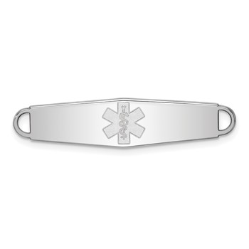 Sterling Silver Rhodium-plated Non-enameled Medical ID Plate
