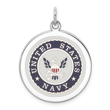 Sterling Silver Rhodium-plated U.S. Navy Disc