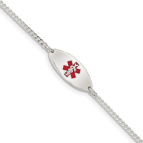 Enamel Sterling Gold Quality Medical Jewelry Silver Bracelet - Rhodium-plated