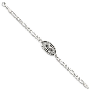 Sterling Silver Antiqued / Polished Medical Bracelet — alternate view