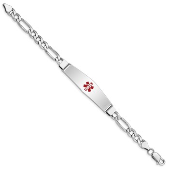 Sterling Silver Rhodium-plated Medical ID Figaro Link Bracelet — alternate view
