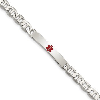 Sterling Silver Polished Medical Anchor Link ID Bracelet