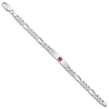 Sterling Silver Polished Medical Figaro Anchor Link ID Bracelet — alternate view