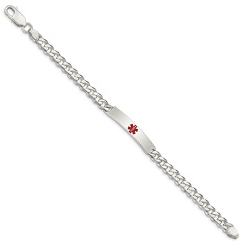 Sterling Silver Polished Medical Curb Link ID Bracelet — alternate view