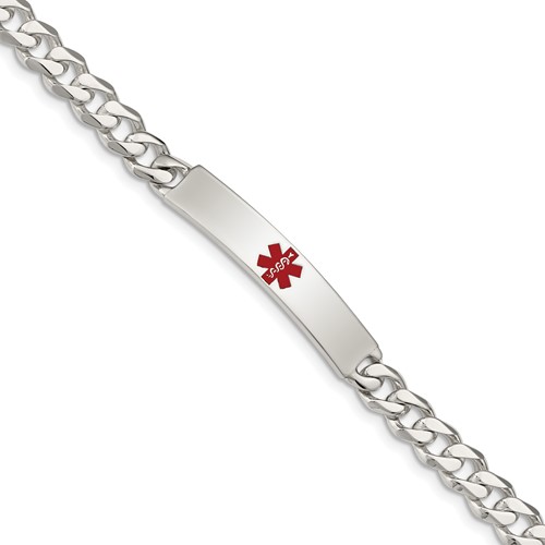 Sterling Silver Polished Medical Curb Link ID Bracelet