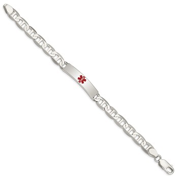Sterling Silver Polished Medical Anchor Link ID Bracelet — alternate view