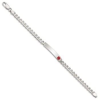 Sterling Silver Polished Medical Curb Link ID Bracelet — alternate view