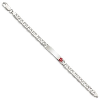 Sterling Silver Polished Medical Anchor Link ID Bracelet — alternate view
