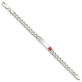 Sterling Silver Polished Medical Curb Link ID Bracelet — alternate view