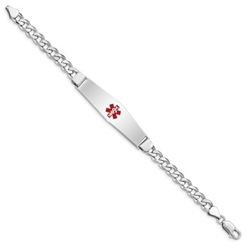 Sterling Silver Rhodium-plated Medical ID Curb Link Bracelet — alternate view