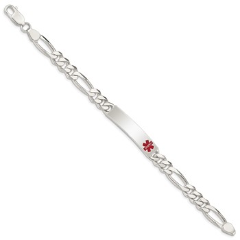 Sterling Silver Polished Medical Figaro Anchor Link ID Bracelet — alternate view