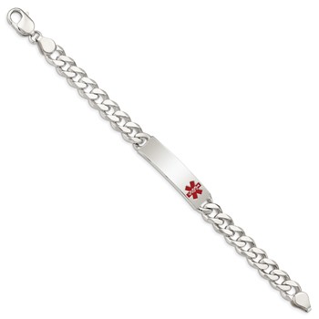 Sterling Silver Polished Medical Curb Link ID Bracelet — alternate view
