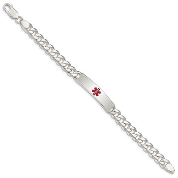 Sterling Silver Polished Medical Curb Link ID Bracelet — alternate view
