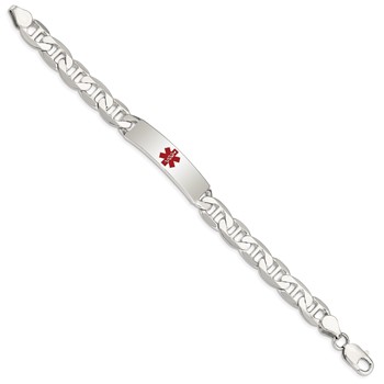 Sterling Silver Polished Medical Anchor Link ID Bracelet — alternate view