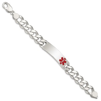 Sterling Silver Polished Medical Curb Link ID Bracelet — alternate view