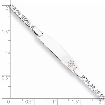 Sterling Silver Rhod-plt Non-enameled Medical ID Anchor Link Bracelet — alternate view