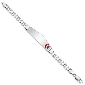 Sterling Silver Rhodium-plated Medical ID Curb Link Bracelet — alternate view