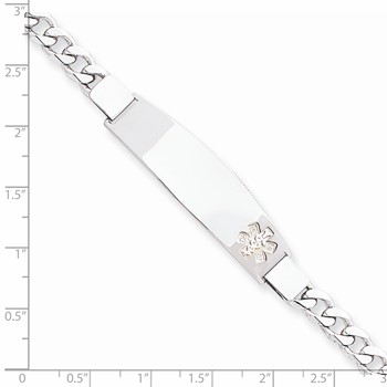 Sterling Silver Rhod-plated Non-enameled Medical ID Curb Link Bracelet — alternate view