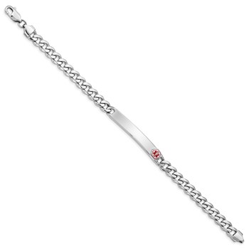 Sterling Silver Rhodium-plated Medical ID Curb Link Bracelet — alternate view
