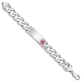 Sterling Silver Rhodium-plated Medical ID Curb Link Bracelet — alternate view