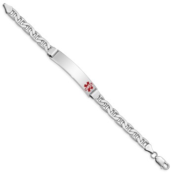Sterling Silver Rhodium-plated Medical ID Anchor Link Bracelet — alternate view