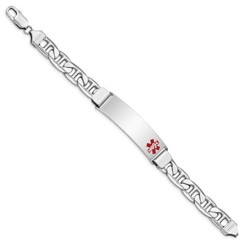 Sterling Silver Rhodium-plated Medical ID Anchor Link Bracelet — alternate view