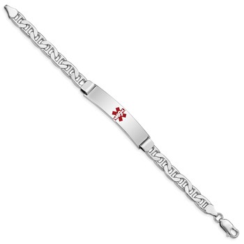 Sterling Silver Rhodium-plated Medical ID Anchor Link Bracelet — alternate view