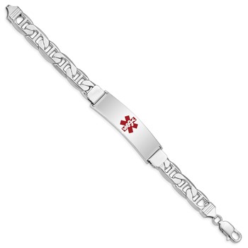 Sterling Silver Rhodium-plated Medical ID Anchor Link Bracelet — alternate view