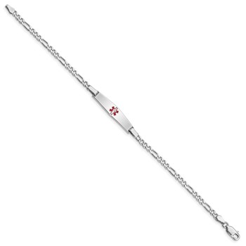 Sterling Silver Rhodium-plated Medical ID Figaro Link Bracelet — alternate view