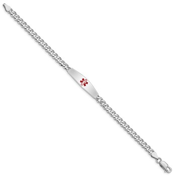 Sterling Silver Rhodium-plated Medical ID Bracelet w/Curb Link — alternate view