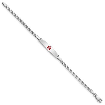 Sterling Silver Rhod-plated Children's Medical ID Curb Link Bracelet — alternate view