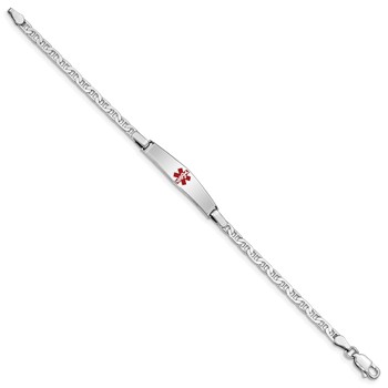 Sterling Silver Rhod-plated Children's Medical ID Anchor Link Bracelet — alternate view